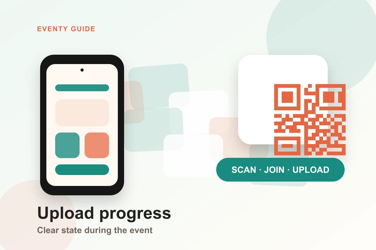 Event photo upload progress in a private event album app