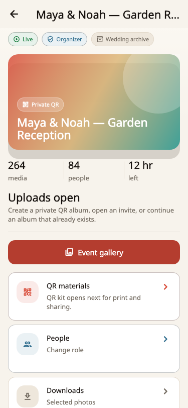 Organizer experience · Event lifecycle