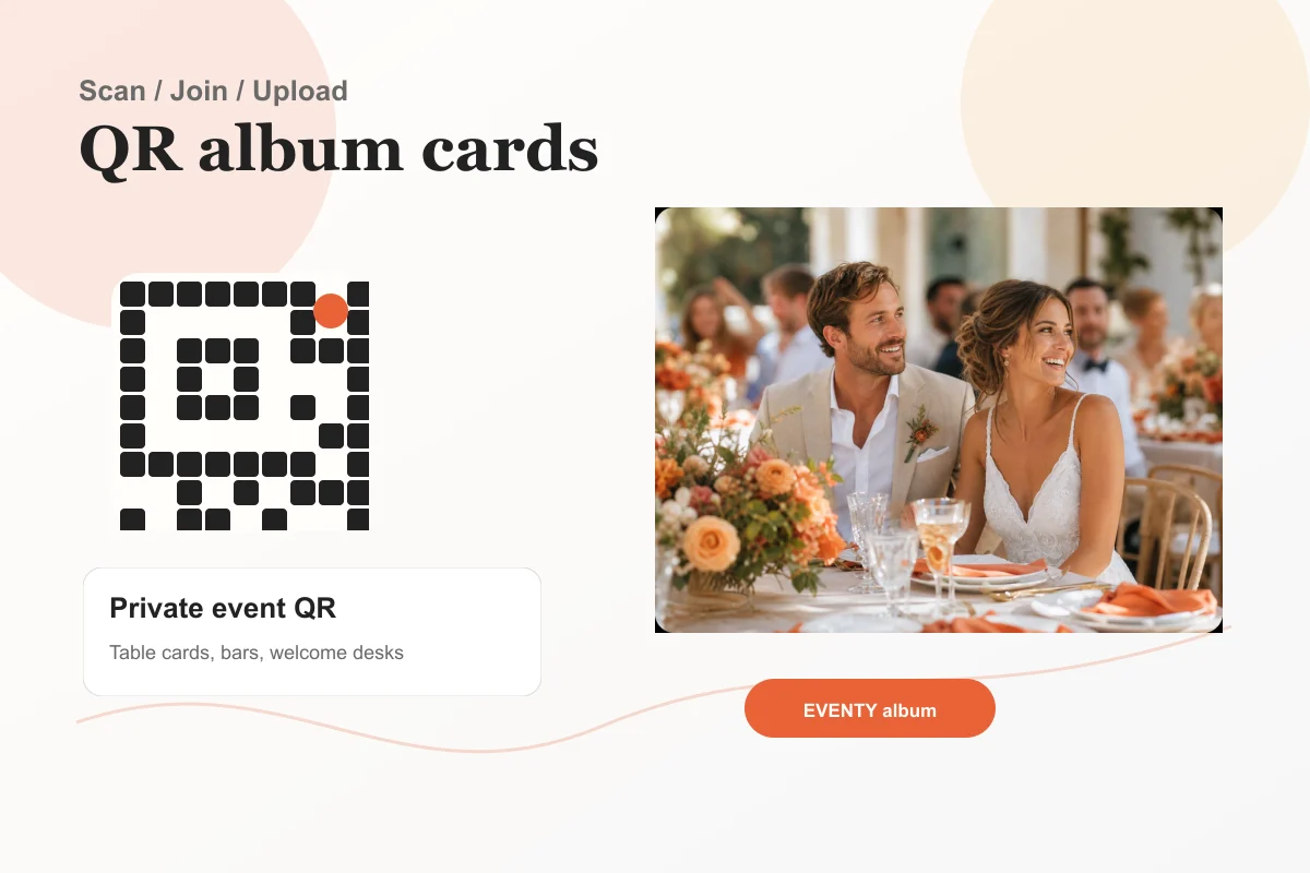 EVENTY QR cards placed on an event table