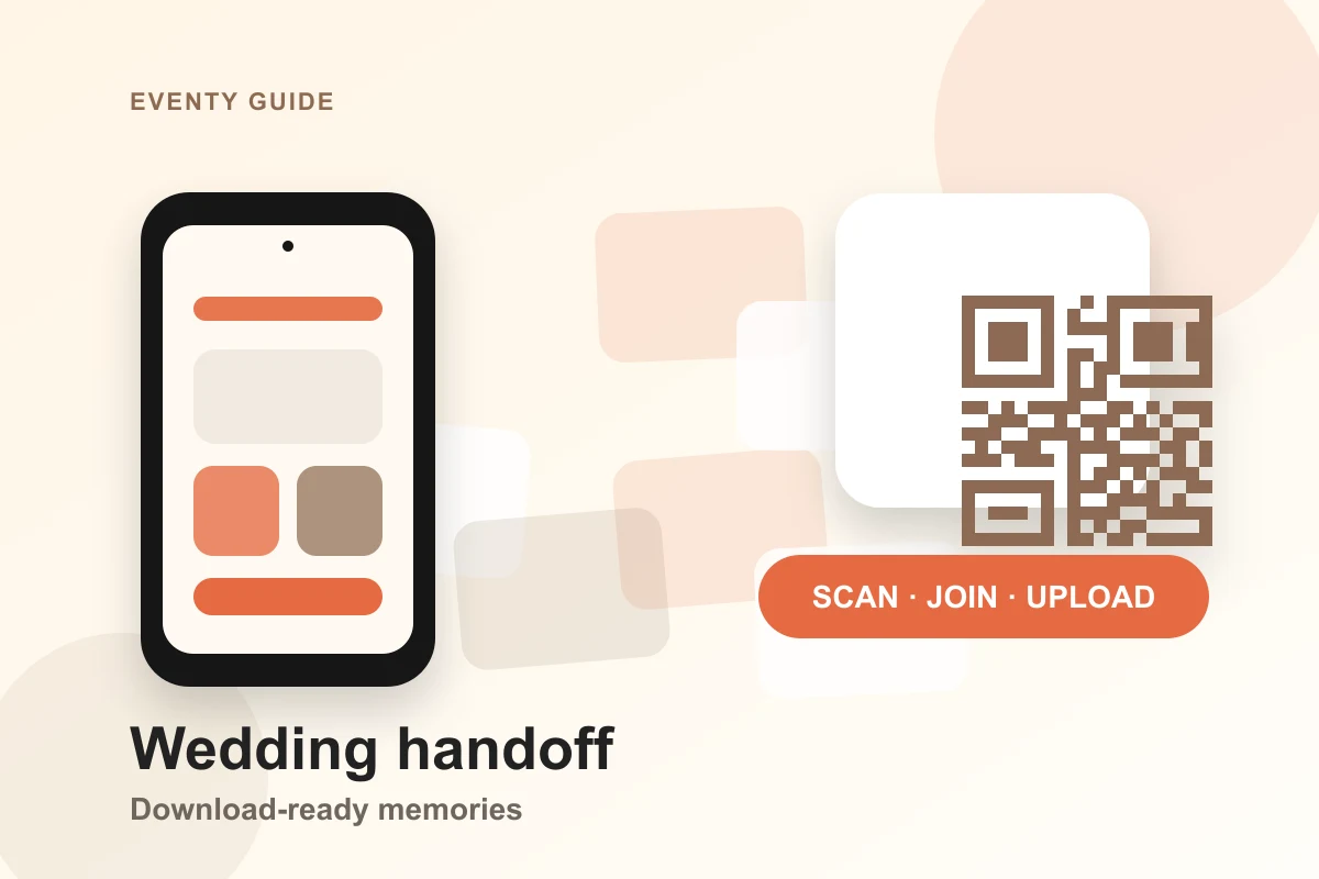 Wedding album download handoff after guest photo collection